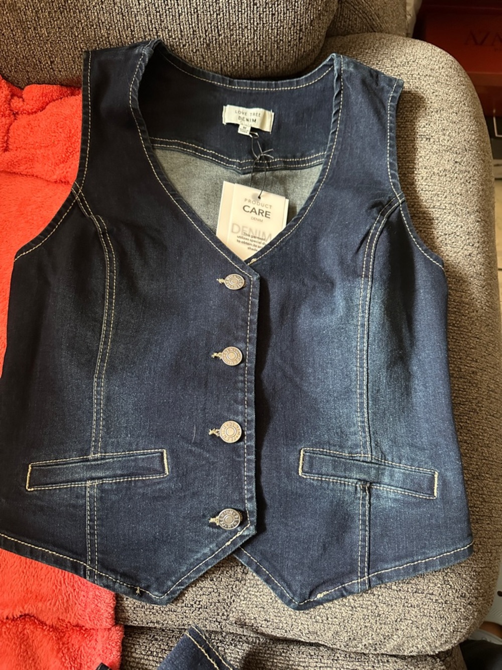 Love Tree Dark Blue Denim Vest